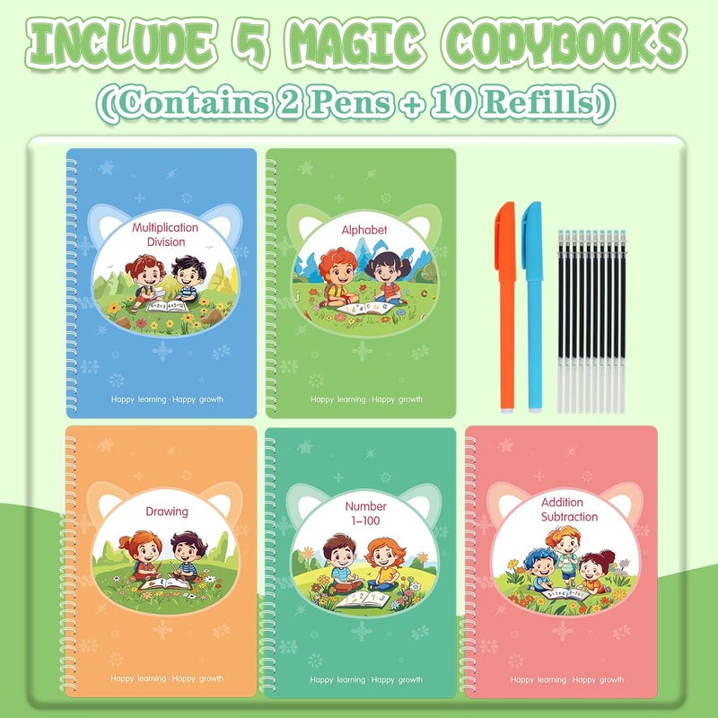 FREKNOW Reusable Grooved Handwriting Workbooks,Magic Copybook,Magic Writing Practice copy books, to help children improve their handwriting ink Practice Age 3-8 ​Calligraphy for kids(Character edition) - Image 3